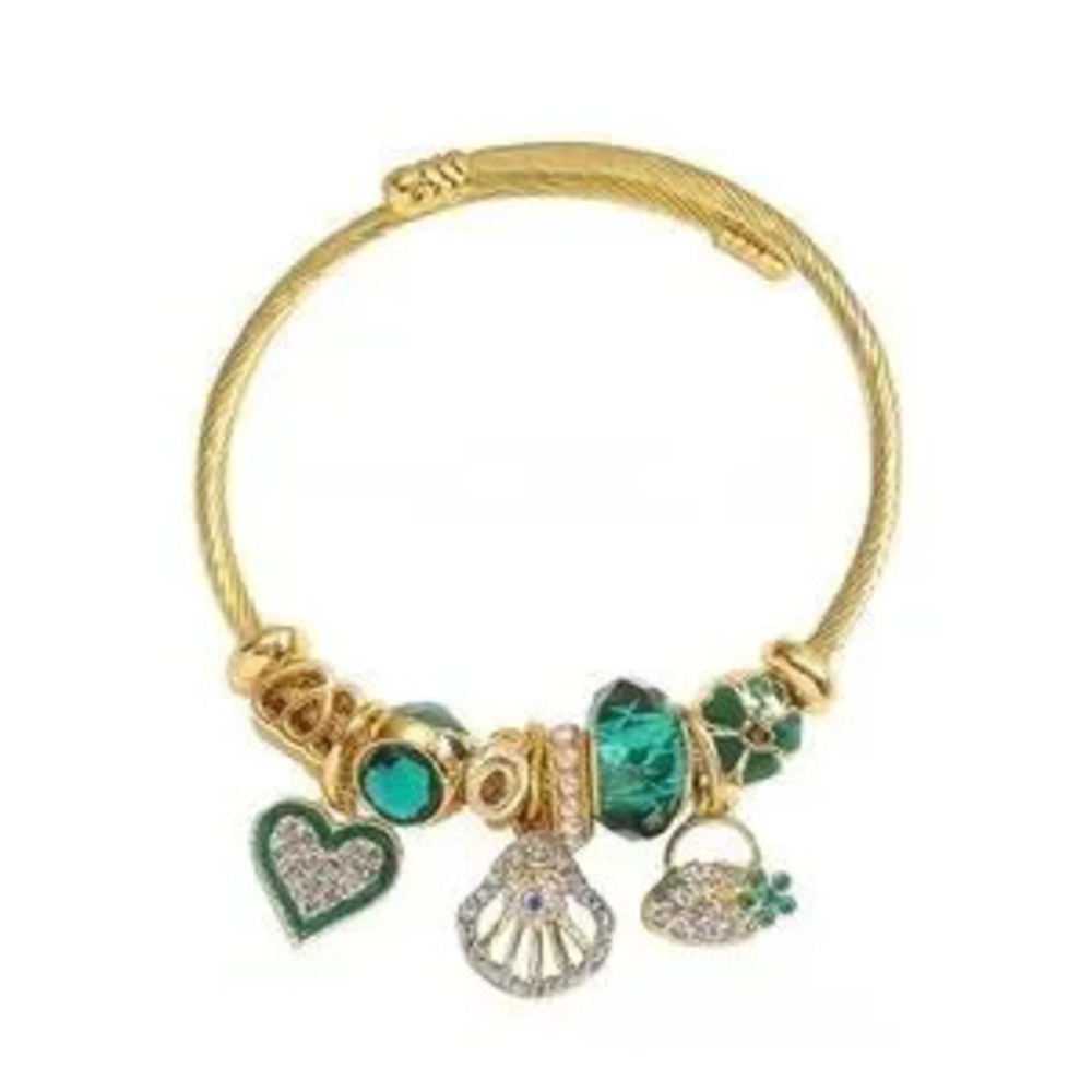 ?? Gold Charm Bangle Bracelet Statement